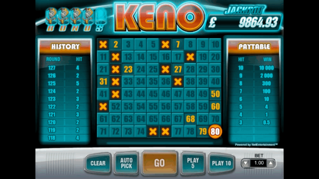 Игровой интерфейс Keno 7